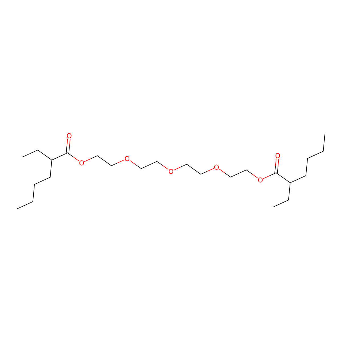 Tetraethylene glycol di(2-ethylhexanoate) molecular structure, CAS 18268-70-7