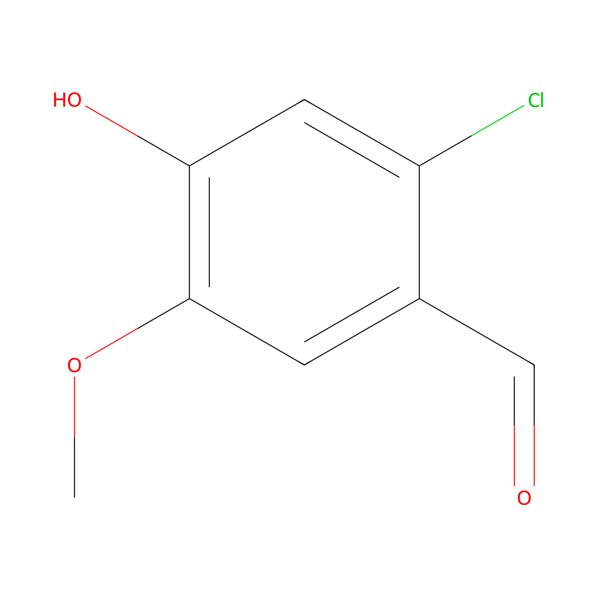 2-Chloro-4-hydroxy-5-methoxybenzaldehyde molecular structure, CAS 18268-76-3
