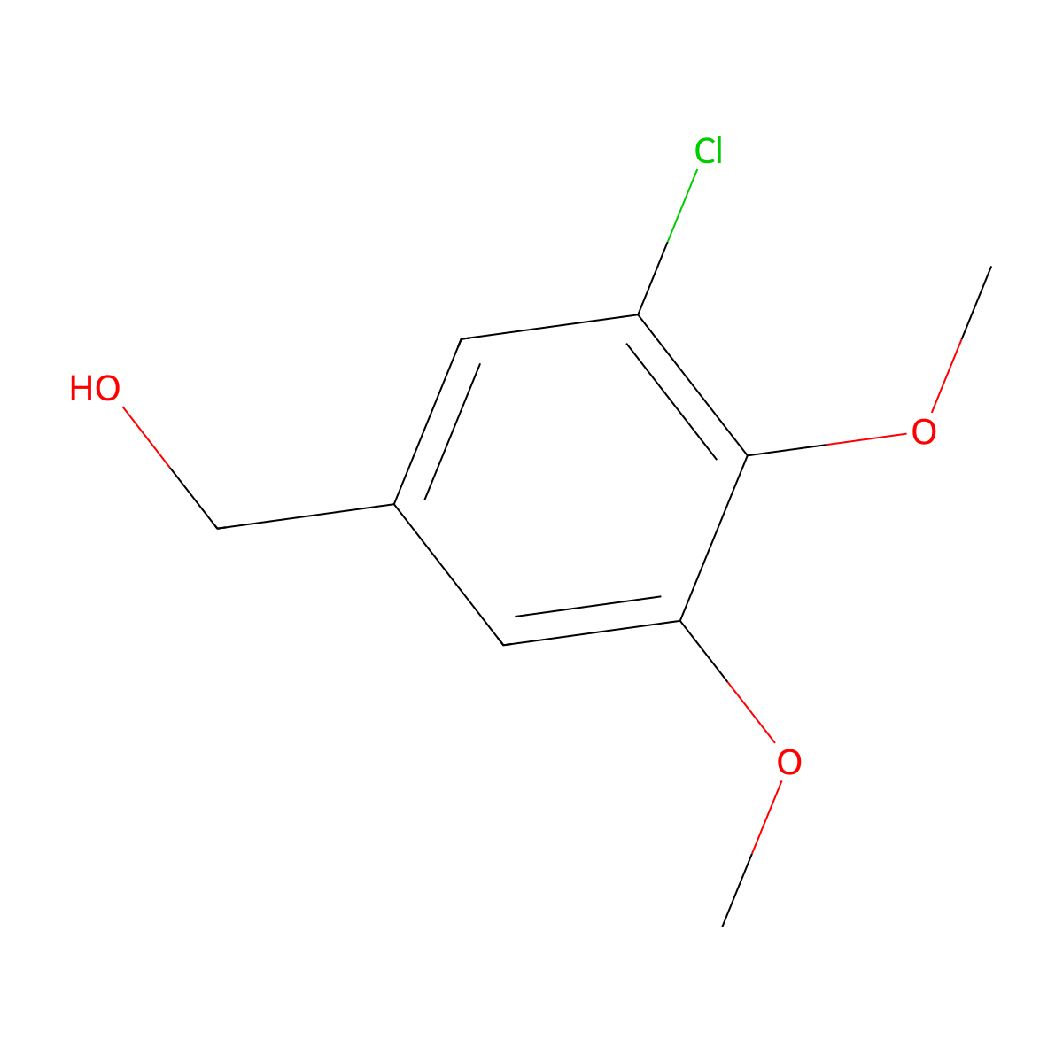 3-Chloro-4,5-dimethoxybenzenemethanol molecular structure, CAS 18268-78-5
