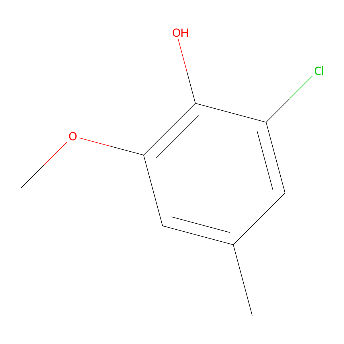 Phenol, 2-chloro-6-methoxy-4-methyl- molecular structure, CAS 18268-80-9