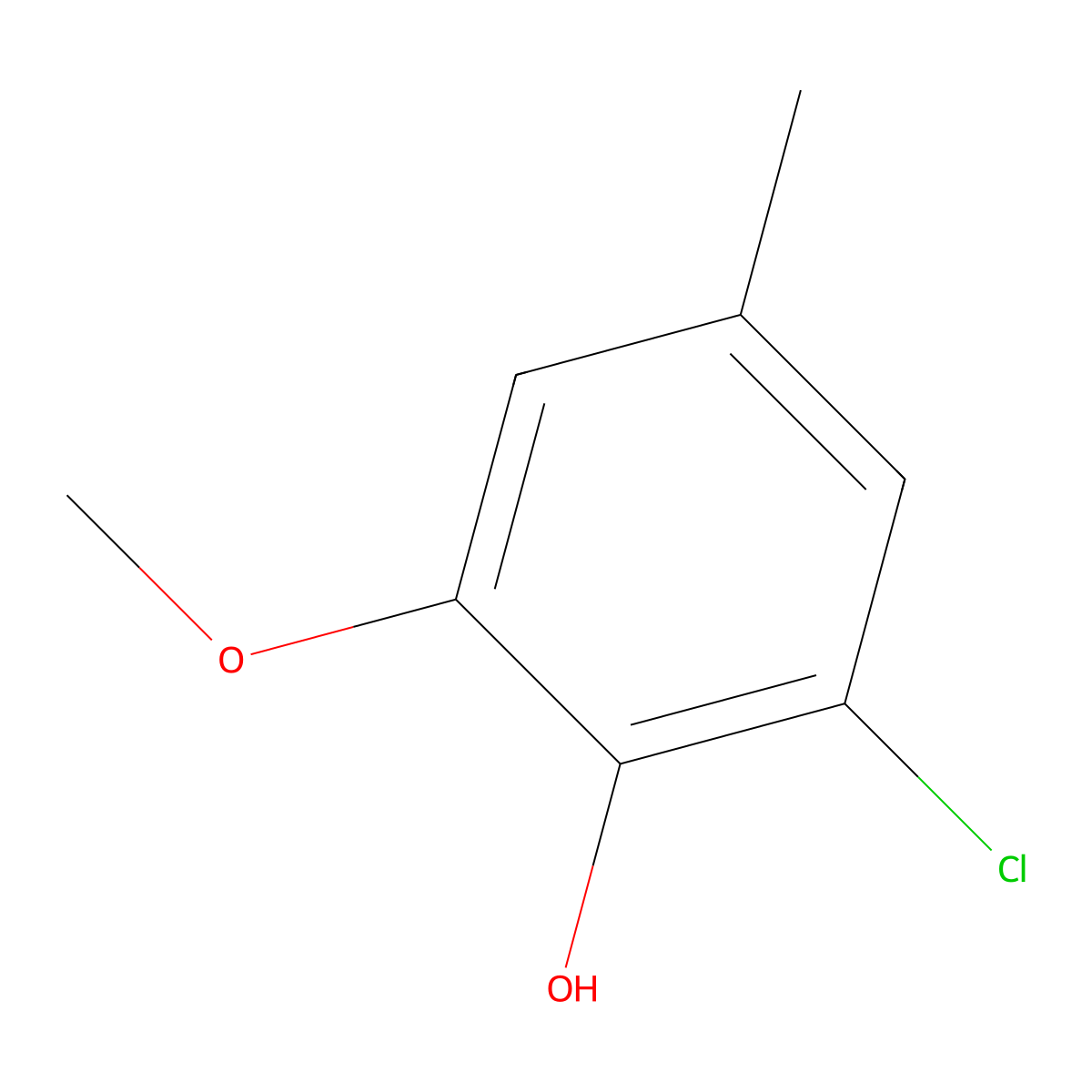 Phenol, 2-chloro-6-methoxy-4-methyl- molecular structure, CAS 18268-80-9