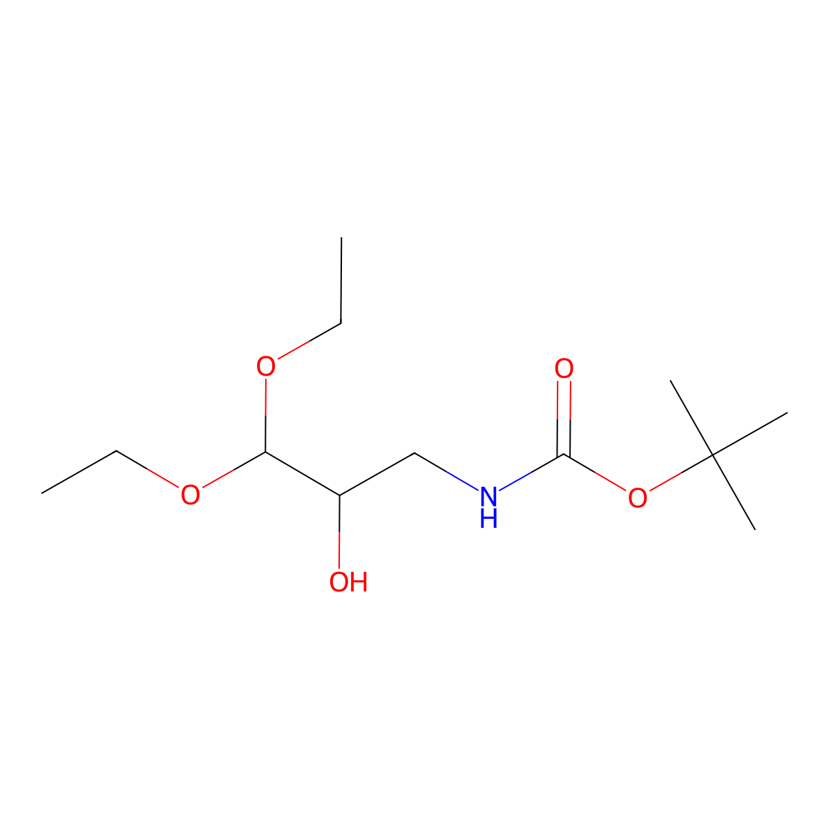 tert-butyl N-(3,3-diethoxy-2-hydroxypropyl)carbamate molecular structure, CAS 182680-63-3