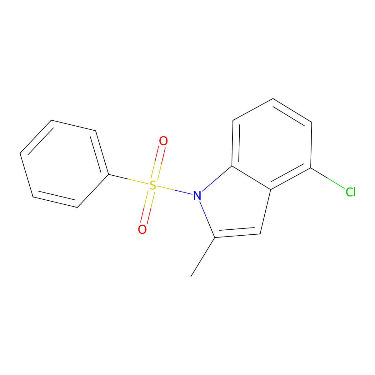 4-chloro-2-methyl-1-(phenylsulfonyl)-1H-indole molecular structure, CAS 1826801-12-0