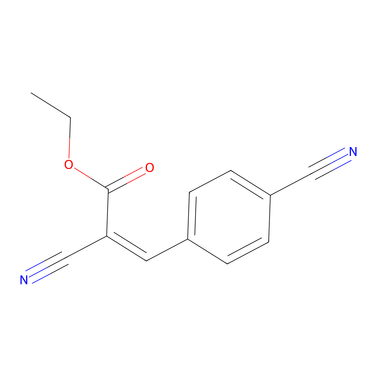 2-Propenoic acid, 2-cyano-3-(4-cyanophenyl)-, ethyl ester molecular structure, CAS 18269-12-0