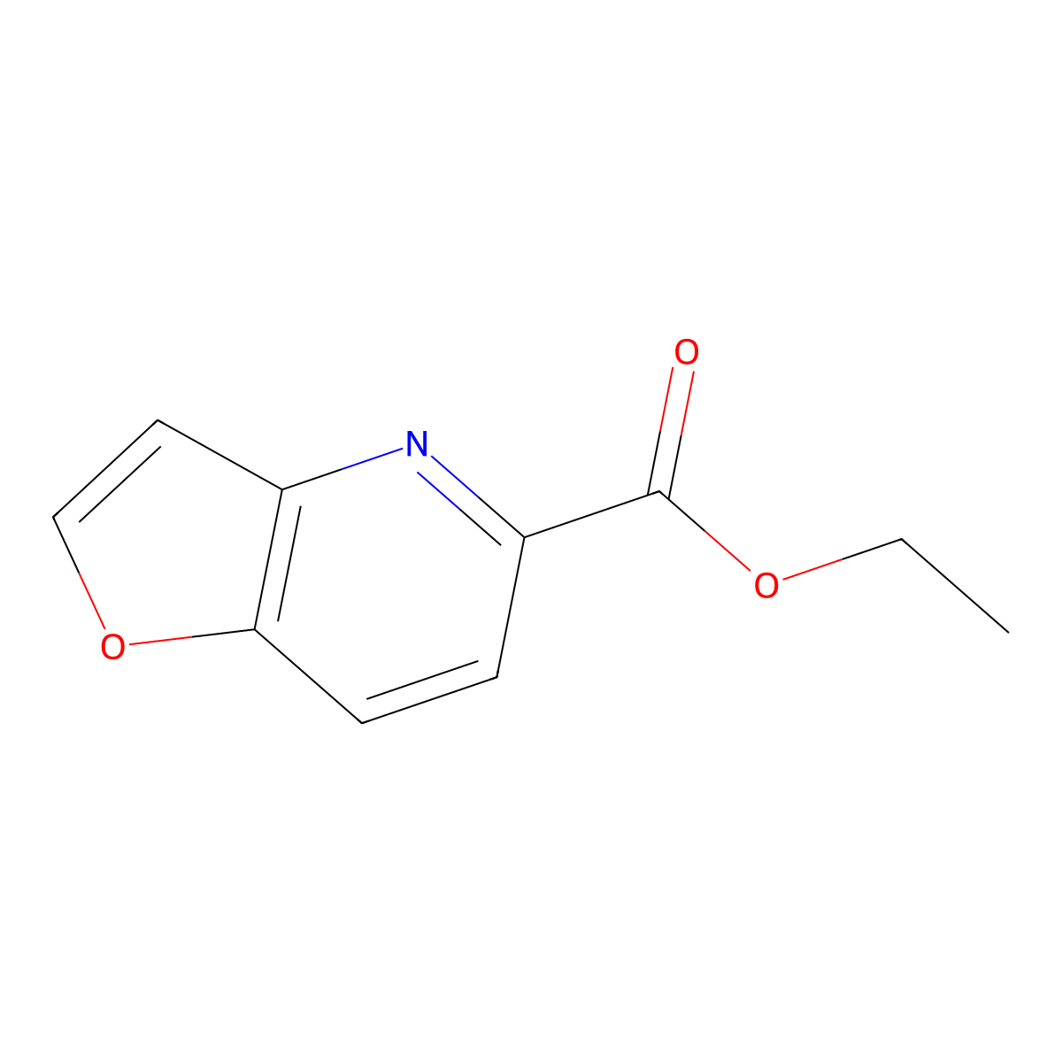 Ethyl furo[3,2-b]pyridine-5-carboxylate molecular structure, CAS 182691-69-6