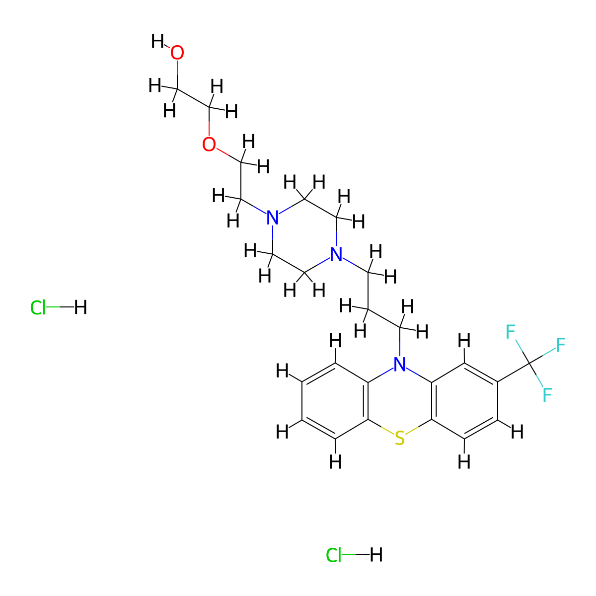 Fluorophenothiazine dihydrochloride molecular structure, CAS 1827-91-4