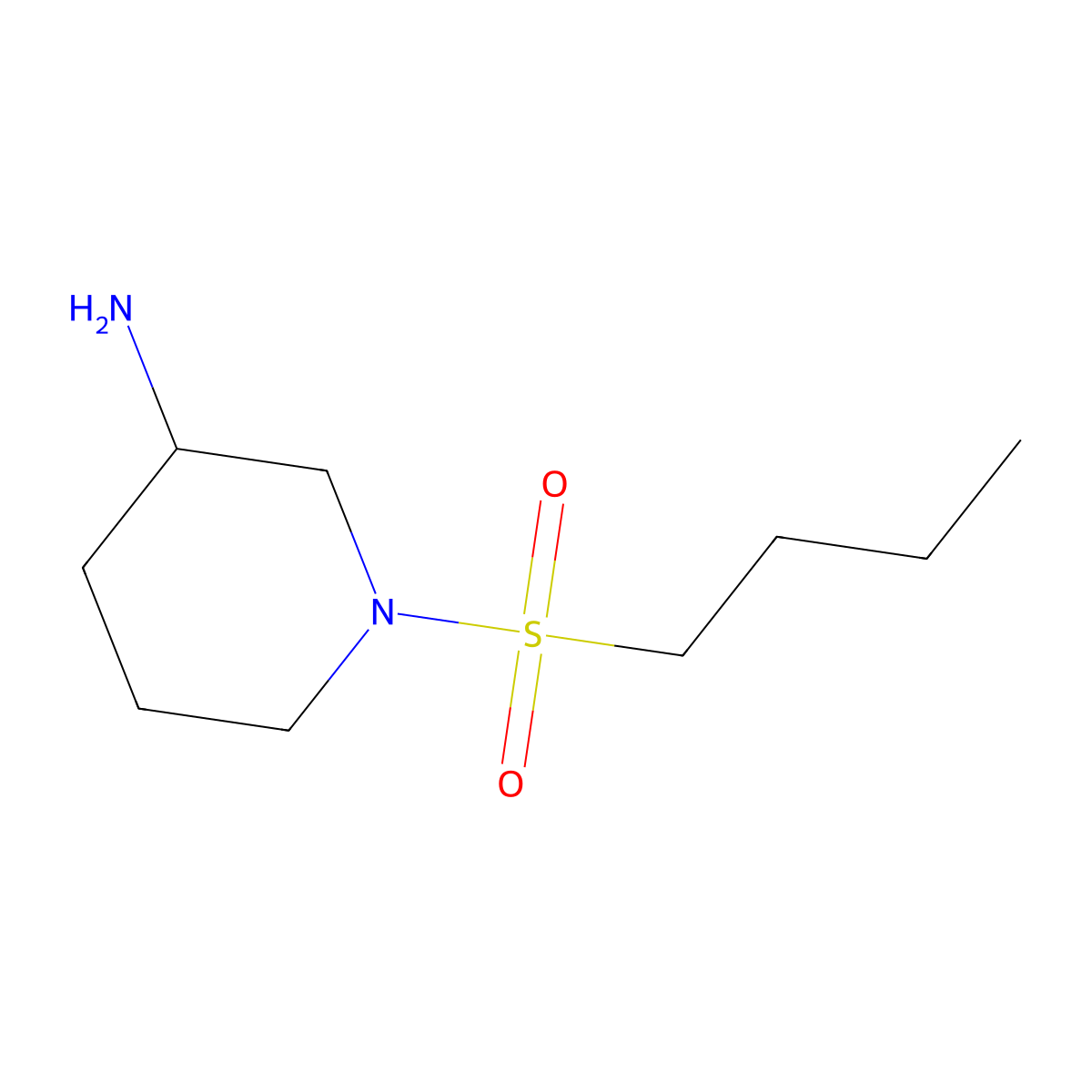 1-(Butane-1-sulfonyl)piperidin-3-amine molecular structure, CAS 1827103-63-8