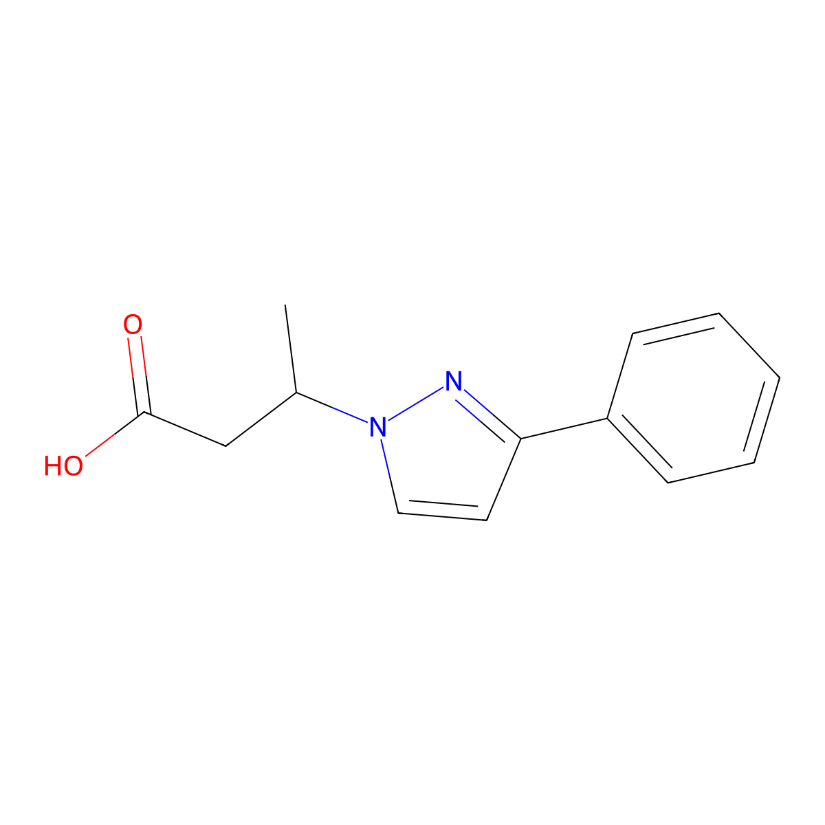 3-(3-Phenyl-1H-pyrazol-1-yl)butanoic acid molecular structure, CAS 1827193-38-3