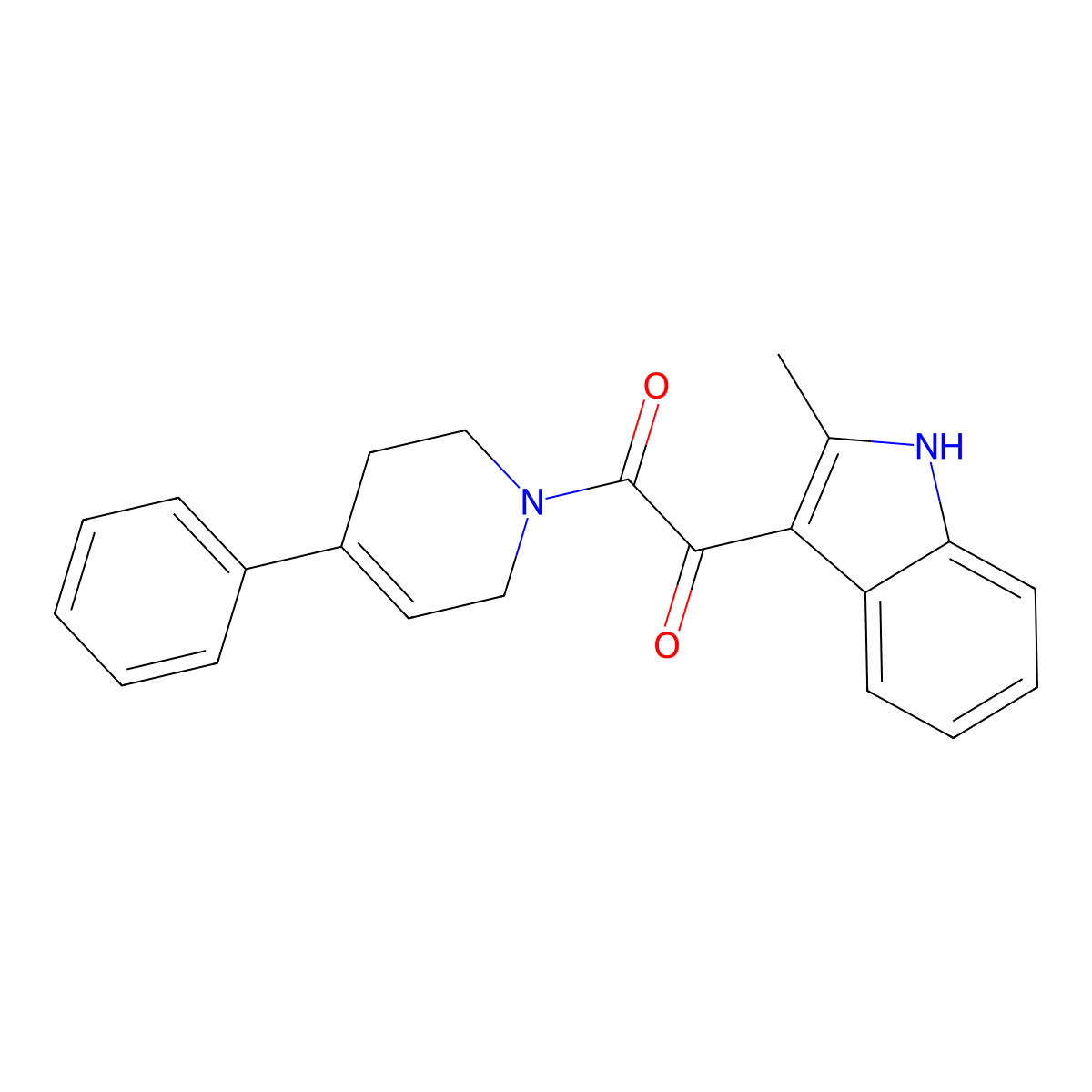 1-(2-methyl-1H-indol-3-yl)-2-(4-phenyl-5,6-dihydropyridin-1(2H)-yl)ethane-1,2-dione molecular structure, CAS 18272-12-3