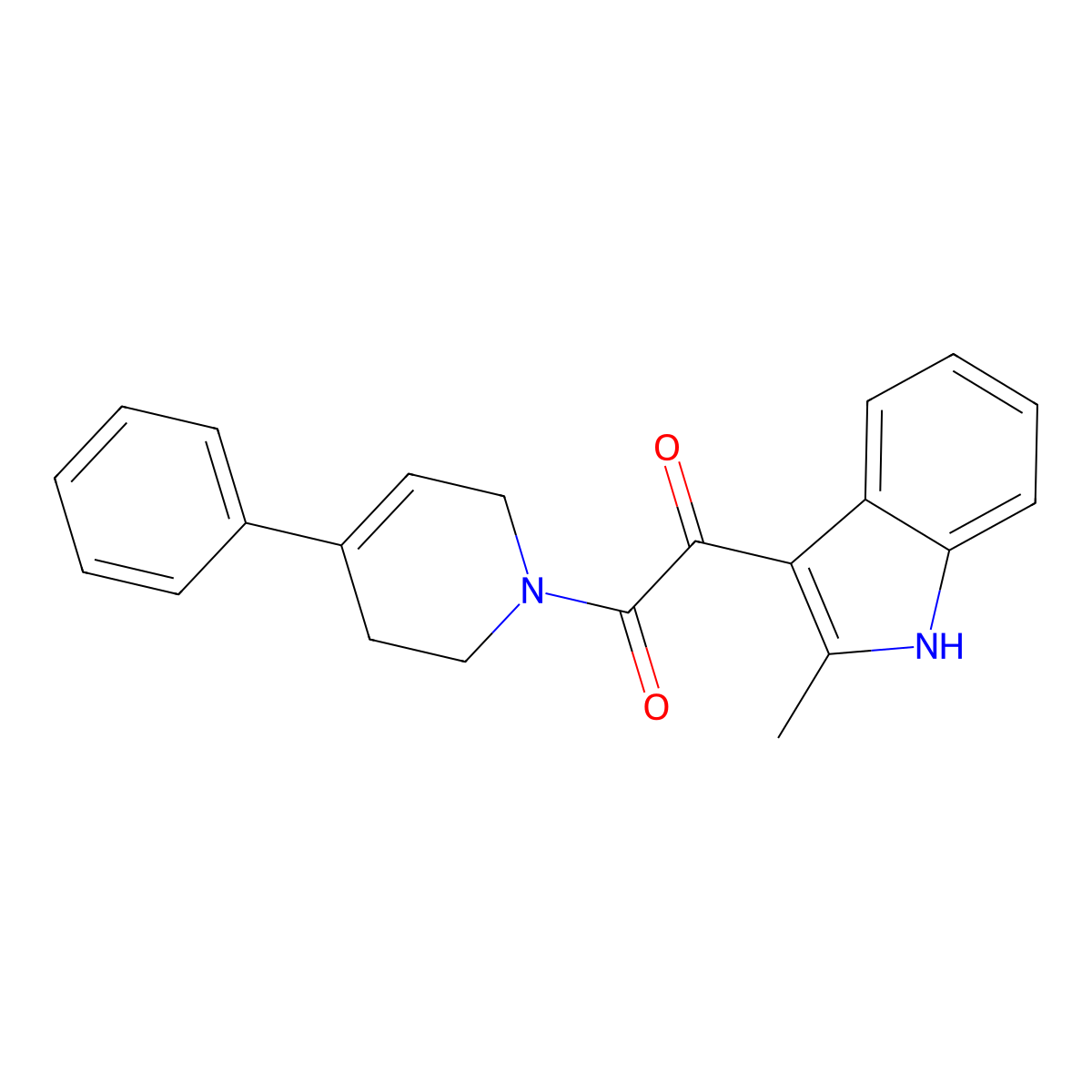 1-(2-methyl-1H-indol-3-yl)-2-(4-phenyl-5,6-dihydropyridin-1(2H)-yl)ethane-1,2-dione molecular structure, CAS 18272-12-3