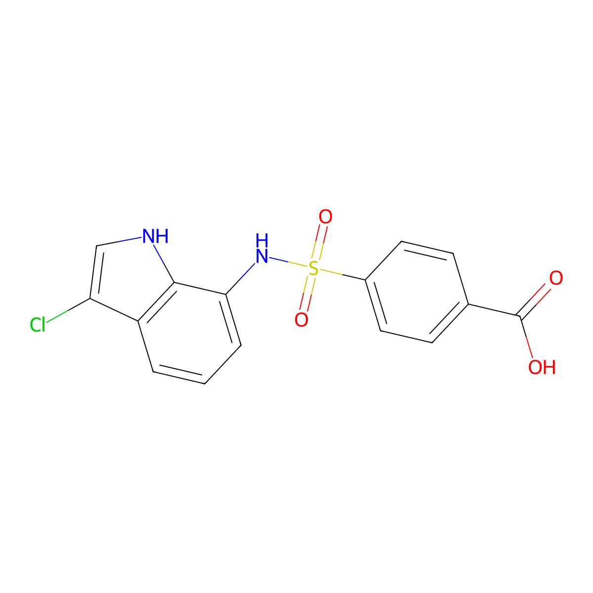 4-[(3-chloro-1H-indol-7-yl)sulfamoyl]benzoic Acid molecular structure, CAS 182742-78-5