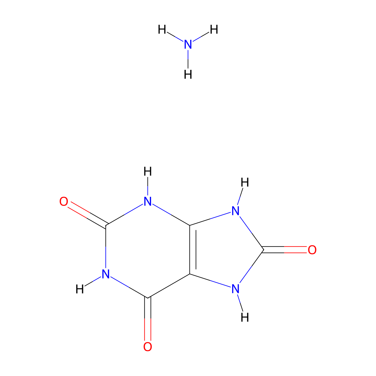 1H-Purine-2,6,8(3H)-trione, 7,9-dihydro-, ammonium salt (1:1) molecular structure, CAS 18276-11-4