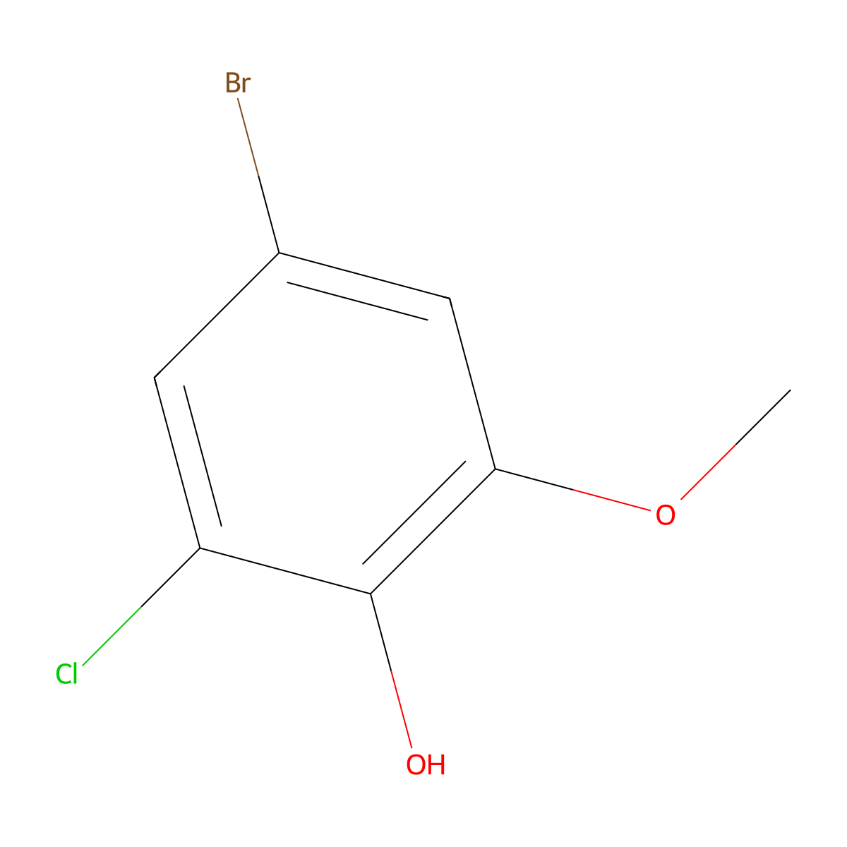 4-Bromo-2-chloro-6-methoxyphenol molecular structure, CAS 1827620-20-1