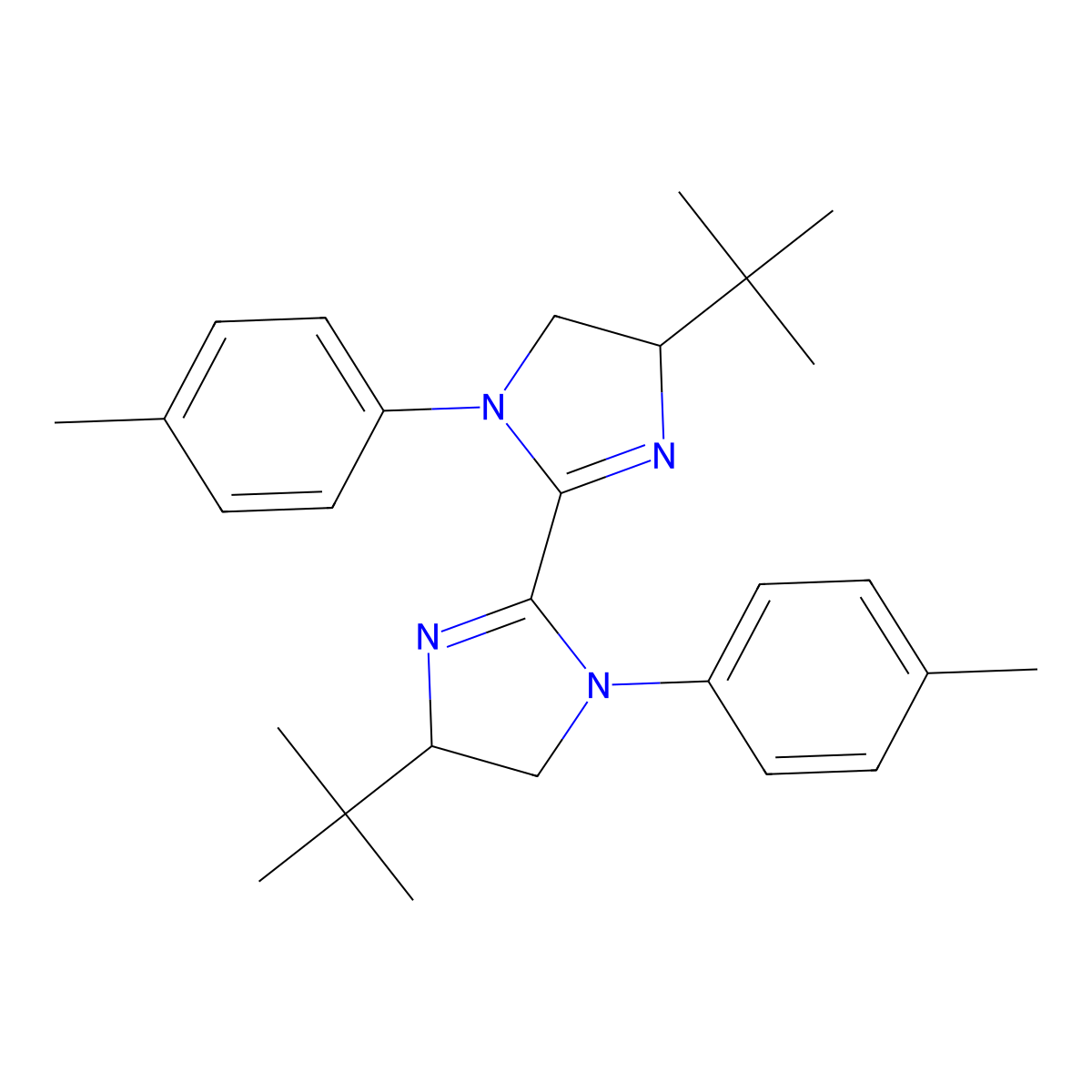 (4S,4'S)-4,4'-Di-tert-butyl-1,1'-di-p-tolyl-4,4',5,5'-tetrahydro-1H,1'H-2,2'-biimidazole molecular structure, CAS 1827669-27-1
