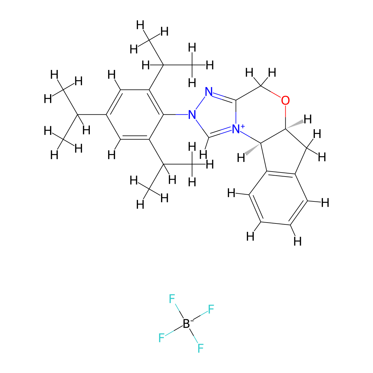 (5AS,10BR)-2-(2,4,6-Triisopropylphenyl)-5A,10B-dihydro-4H,6H-indeno[2,1-B][1,2,4]triazolo[4,3-D][1,4]oxazin-2-ium tetrafluoroborate molecular structure, CAS 1827720-97-7