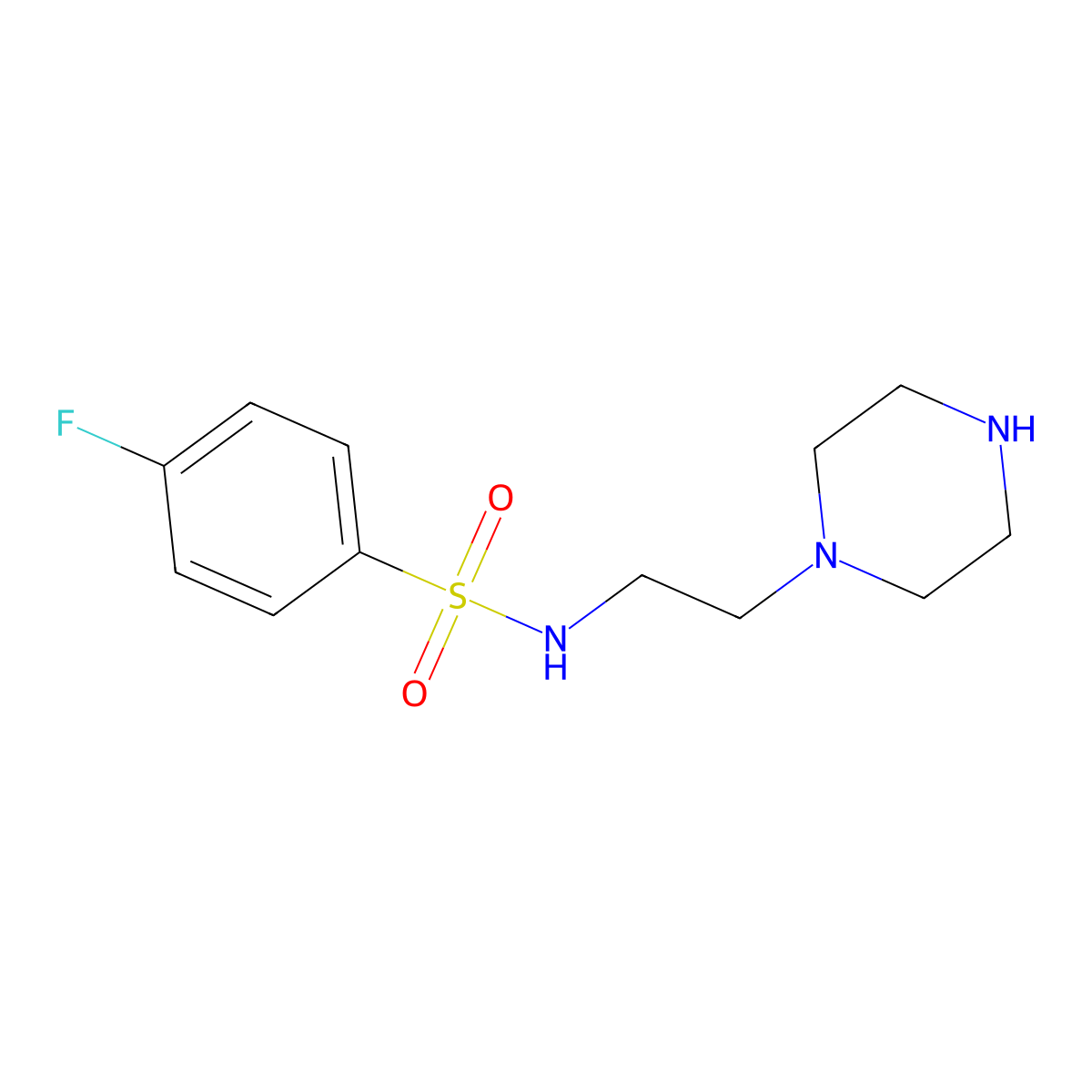 4-fluoro-N-[2-(piperazin-1-yl)ethyl]benzene-1-sulfonamide molecular structure, CAS 1827931-94-1