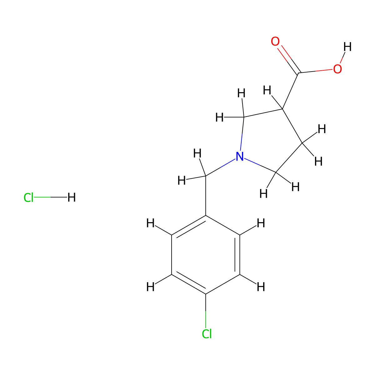 1-[(4-Chlorophenyl)methyl]pyrrolidine-3-carboxylic acid hydrochloride molecular structure, CAS 1827960-20-2