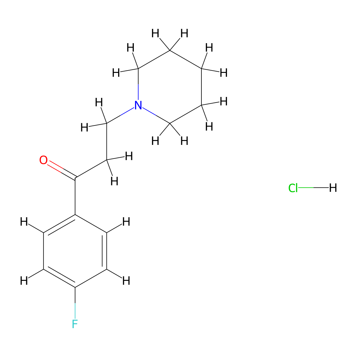 1-(4-Fluorophenyl)-3-(1-piperidinyl)-1-propanone hydrochloride molecular structure, CAS 1828-12-2
