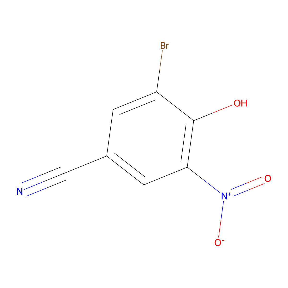 Benzonitrile, 3-bromo-4-hydroxy-5-nitro- molecular structure, CAS 1828-58-6