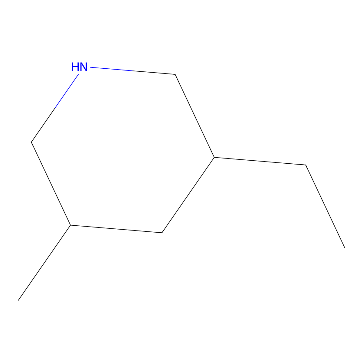 3-Ethyl-5-methylpiperidine molecular structure, CAS 182805-18-1