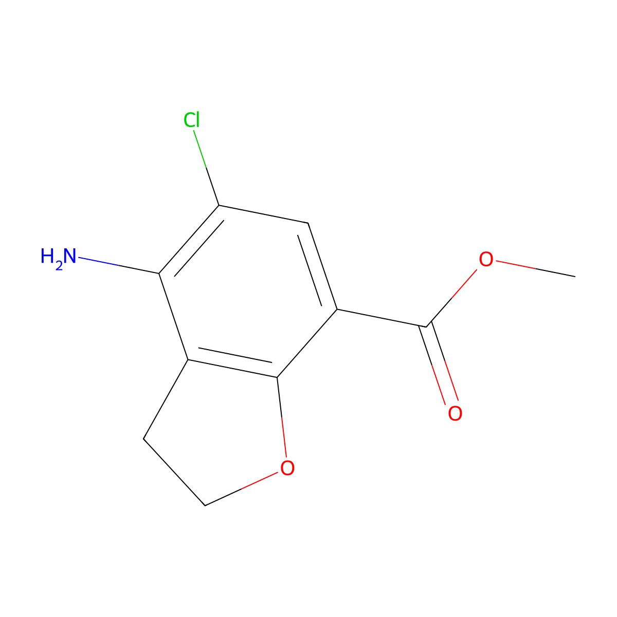 Methyl 4-amino-5-chloro-2,3-dihydrobenzofuran-7-carboxylate molecular structure, CAS 182808-04-4