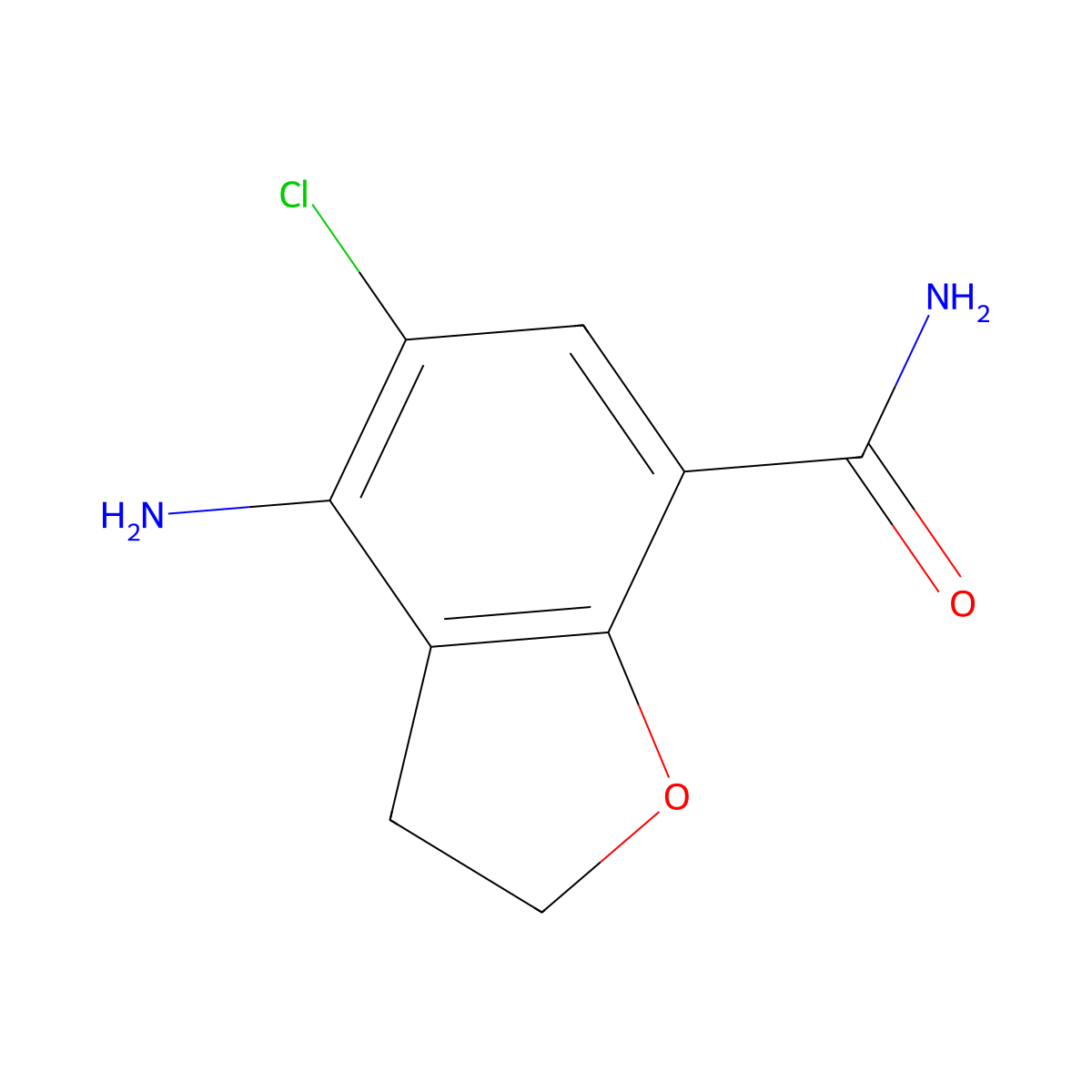 4-Amino-5-chloro-2,3-dihydro-7-benzofurancarboxamide molecular structure, CAS 182808-16-8