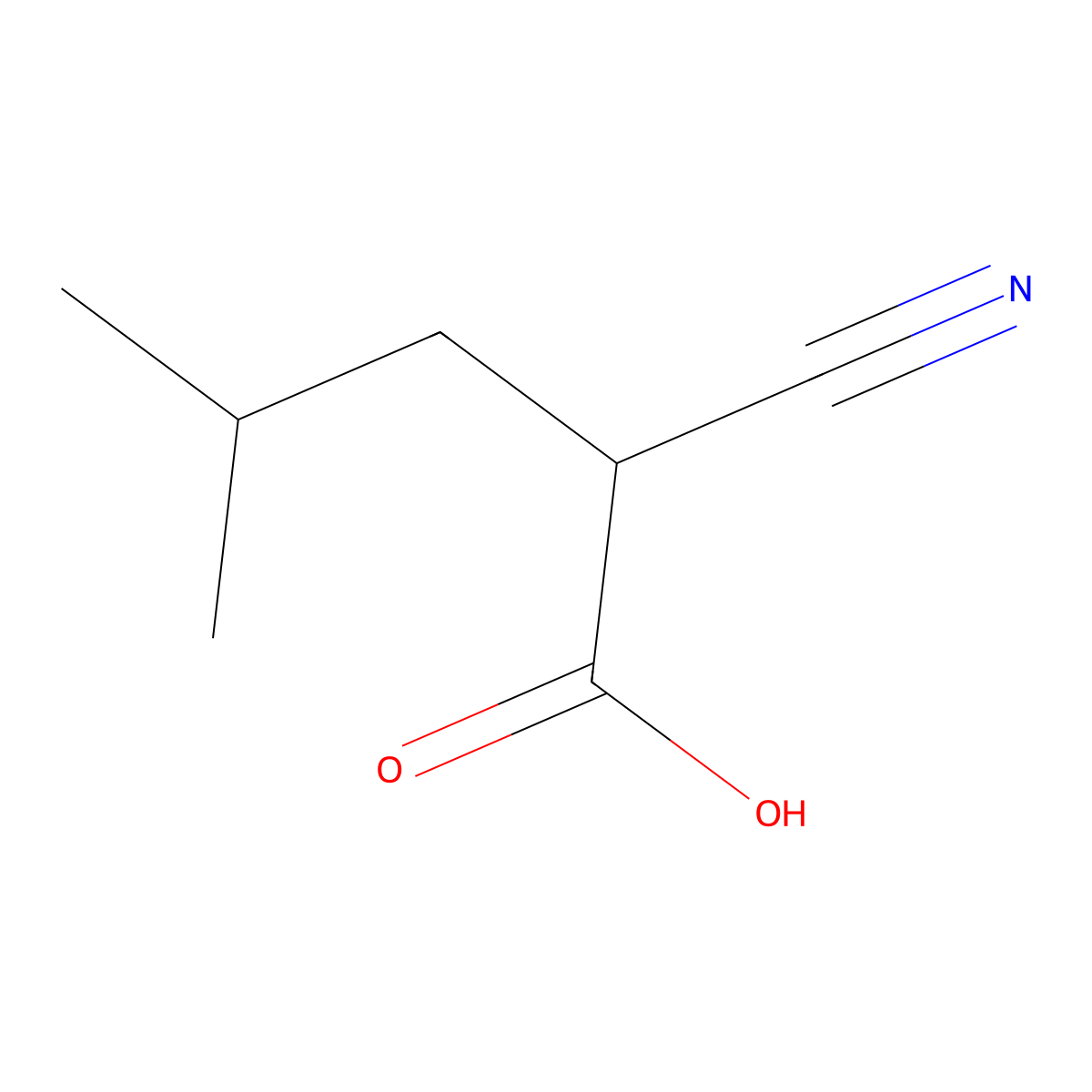 2-Cyano-4-methylpentanoic acid molecular structure, CAS 18283-41-5