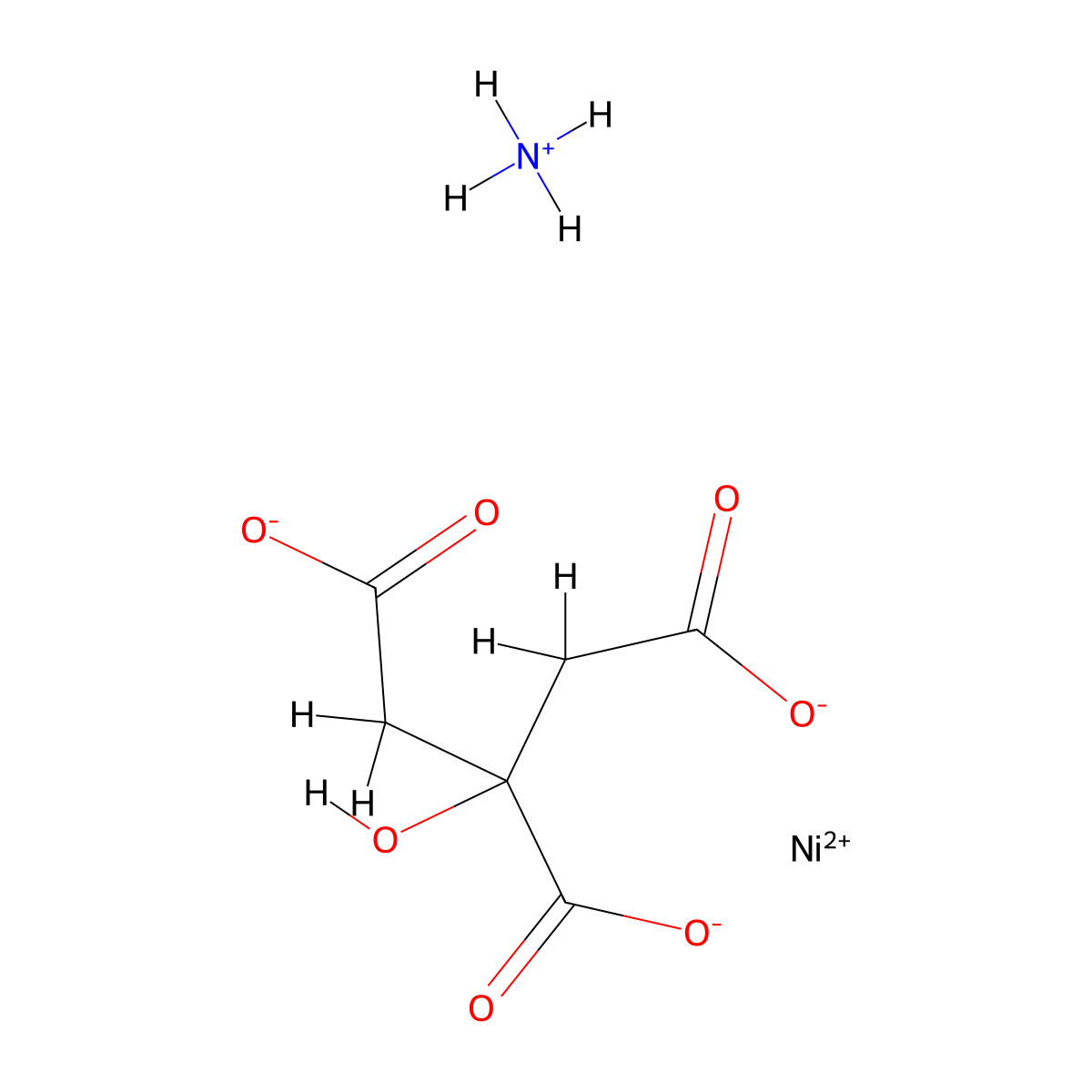 1,2,3-Propanetricarboxylic acid, 2-hydroxy-, ammonium nickel(2+) salt (2:2:1) molecular structure, CAS 18283-82-4