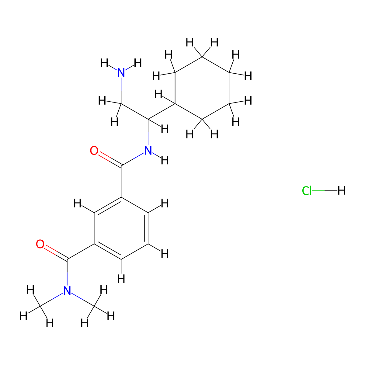 n3-(2-Amino-1-cyclohexylethyl)-n1,n1-dimethylbenzene-1,3-dicarboxamide hydrochloride molecular structure, CAS 1828372-00-4