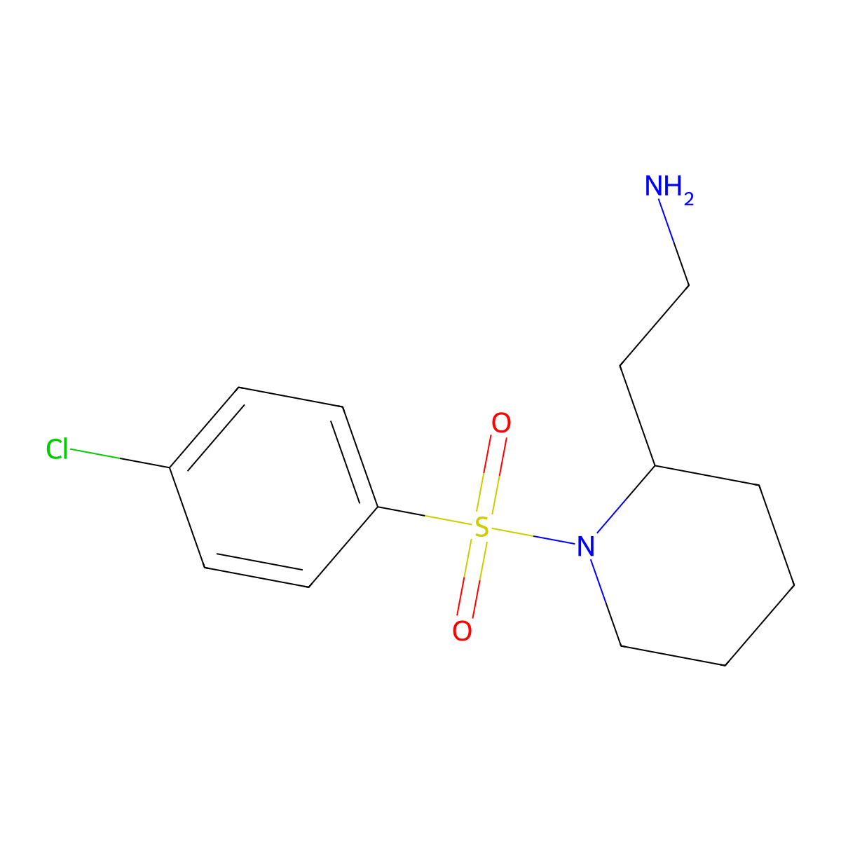 2-[1-(4-Chlorobenzenesulfonyl)piperidin-2-YL]ethan-1-amine molecular structure, CAS 1828470-05-8