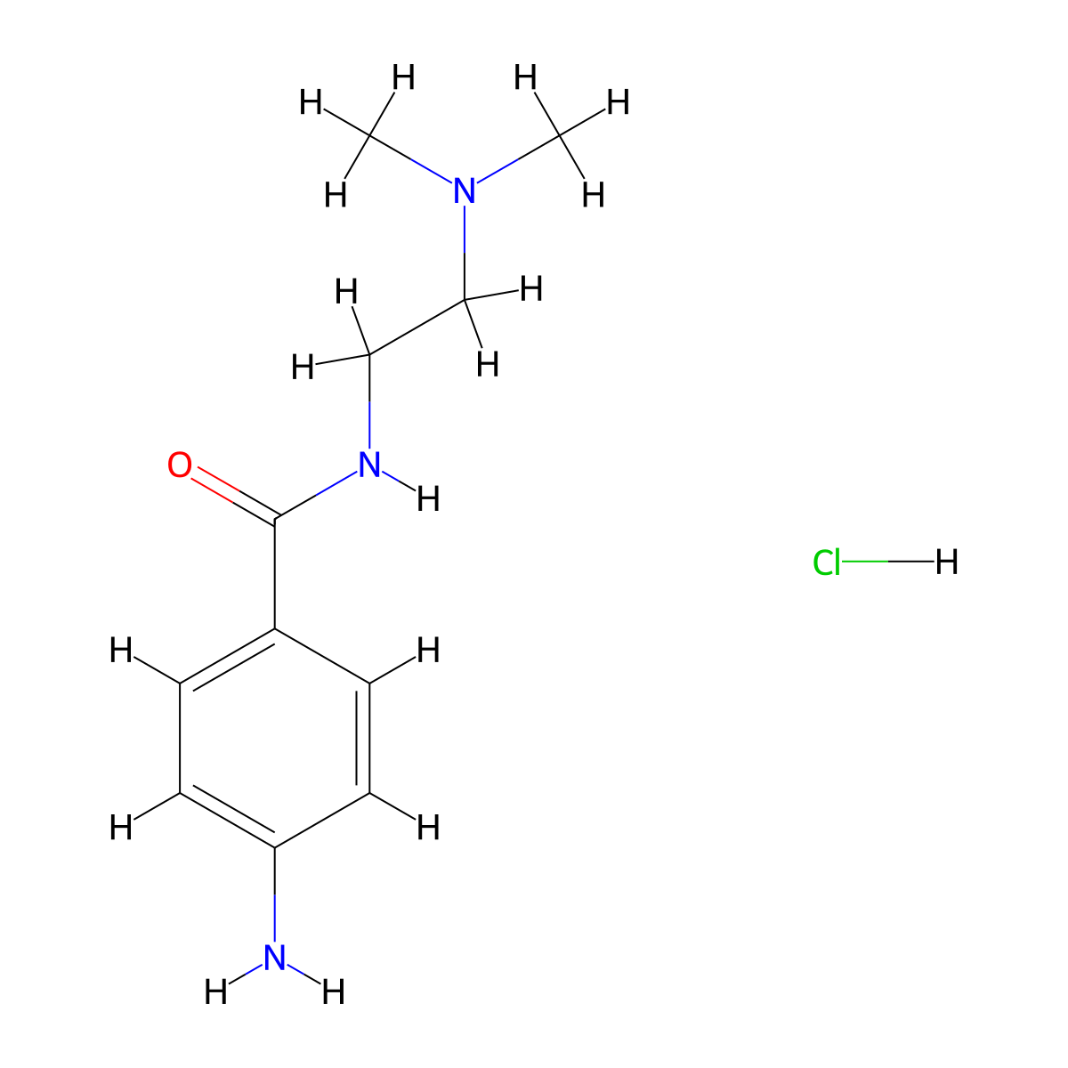 4-amino-N-(2-(dimethylamino)ethyl)benzamide hydrochloride molecular structure, CAS 1828563-21-8