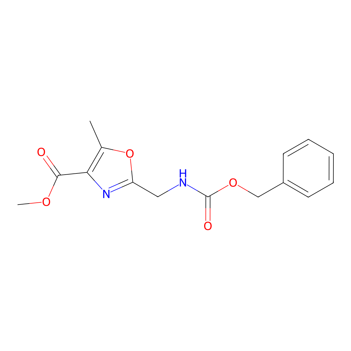 Methyl 2-({[(benzyloxy)carbonyl]amino}methyl)-5-methyl-1,3-oxazole-4-carboxylate molecular structure, CAS 182866-71-3
