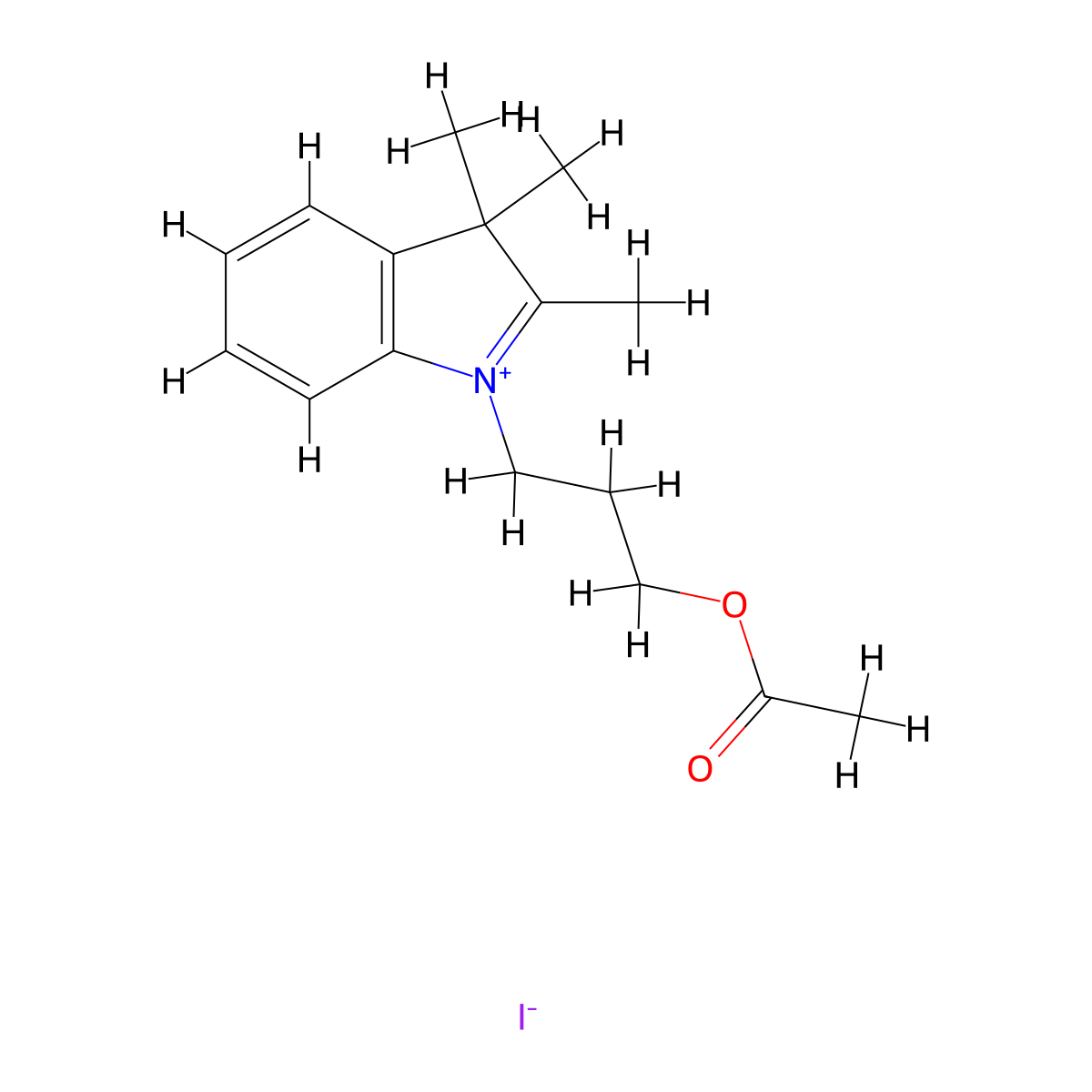 1-(3-Acetoxypropyl)-2,3,3-trimethyl-3H-indol-1-ium iodide molecular structure, CAS 182873-70-7