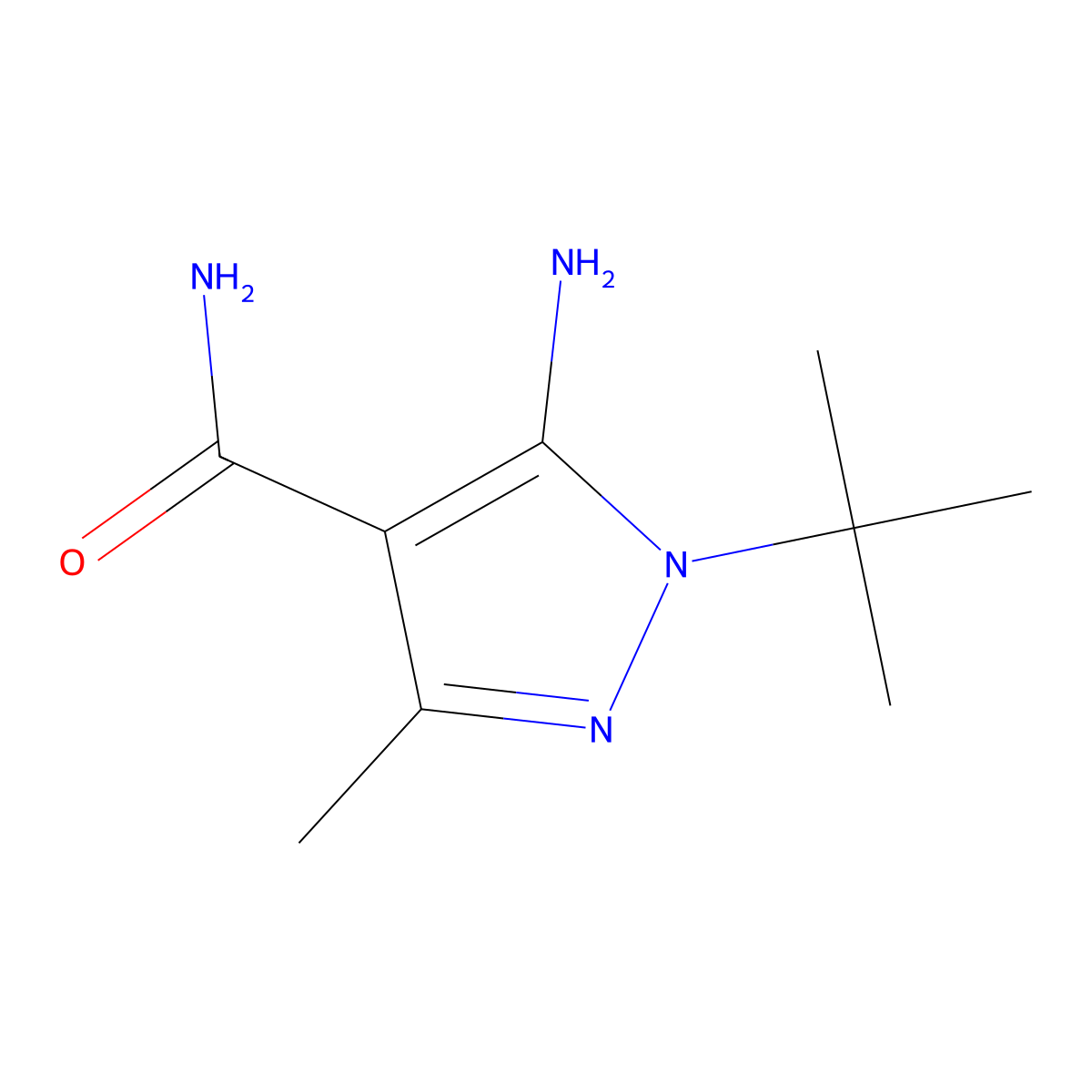 1H-Pyrazole-4-carboxamide, 5-amino-1-(1,1-dimethylethyl)-3-methyl- molecular structure, CAS 182879-94-3