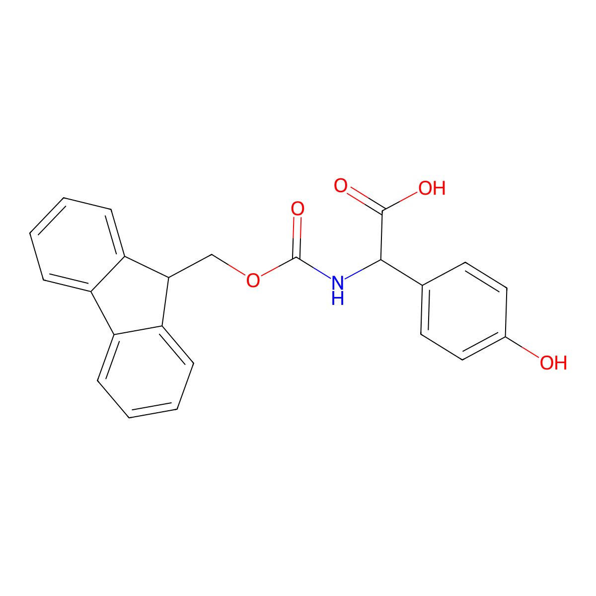 (2S)-2-({[(9H-fluoren-9-yl)methoxy]carbonyl}amino)-2-(4-hydroxyphenyl)acetic acid molecular structure, CAS 182883-41-6