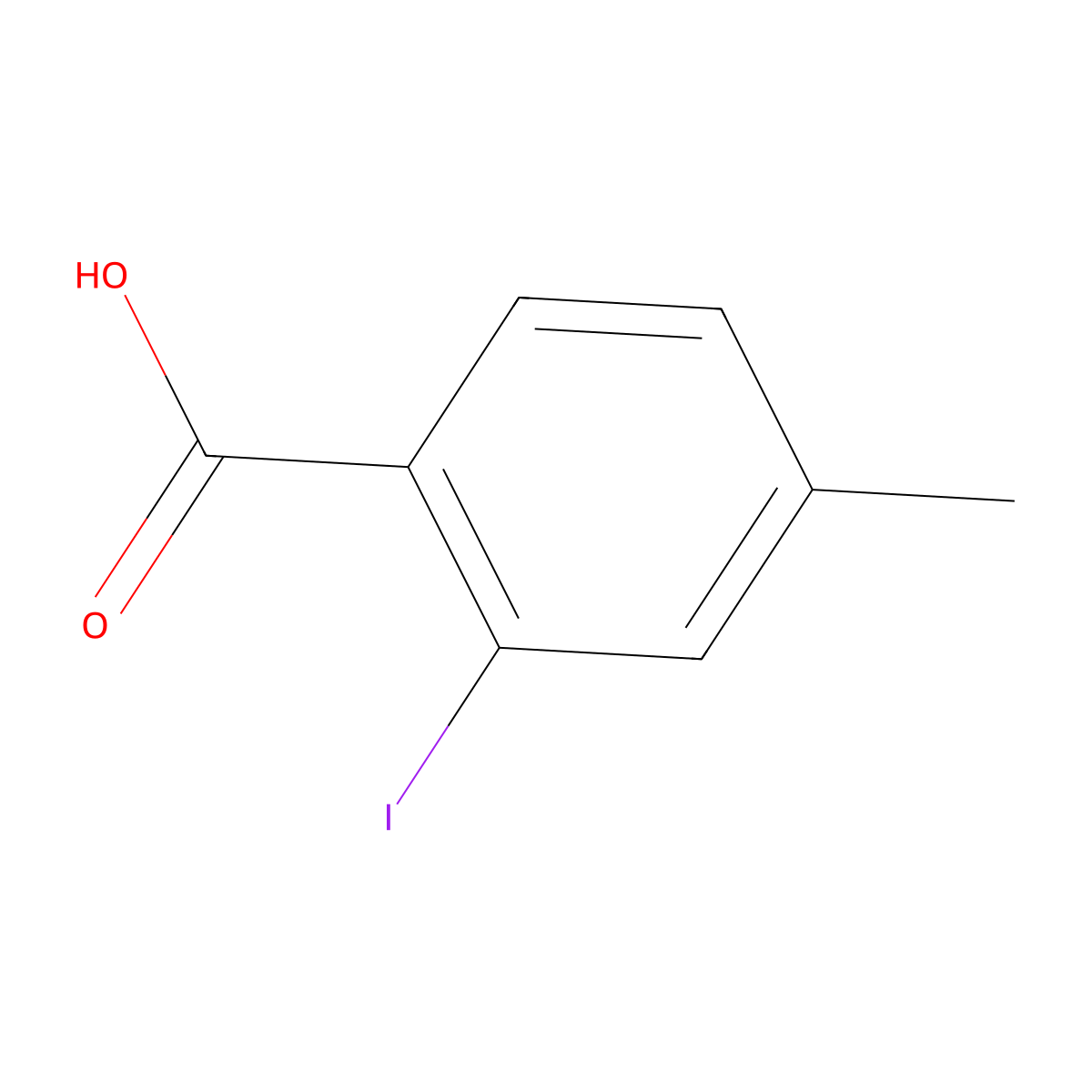 2-Iodo-4-methylbenzoic acid molecular structure, CAS 1829-21-6