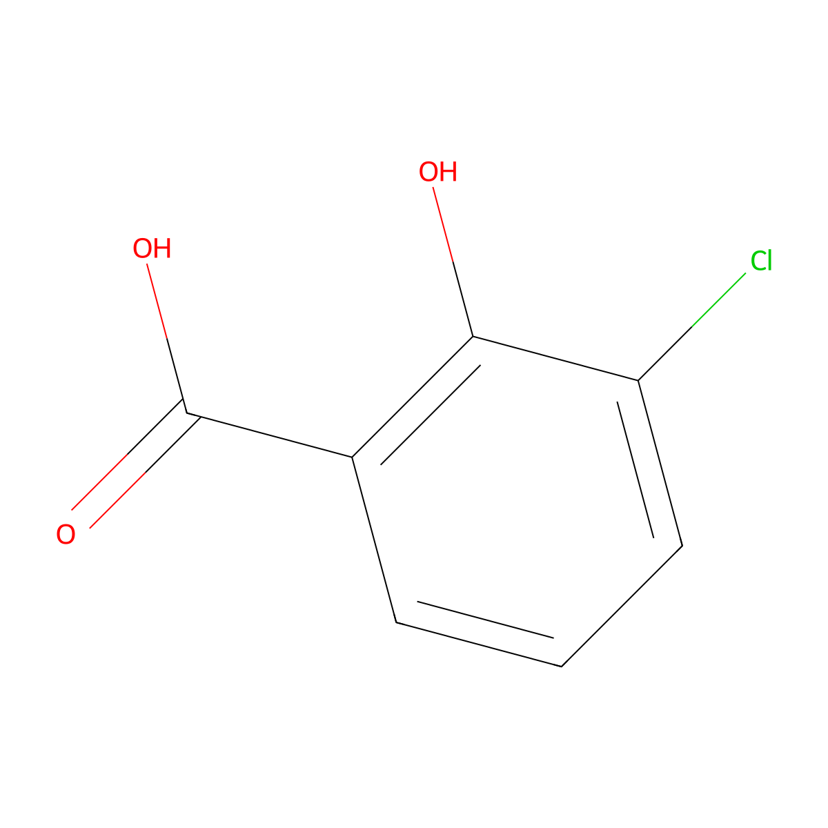 3-Chlorosalicylic acid molecular structure, CAS 1829-32-9