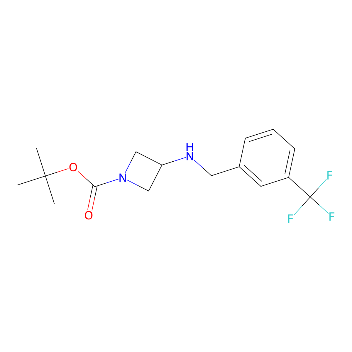 1,1-Dimethylethyl 3-[[[3-(trifluoromethyl)phenyl]methyl]amino]-1-azetidinecarboxylate molecular structure, CAS 1829032-92-9