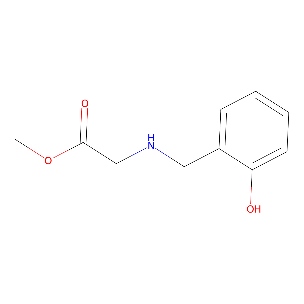 Methyl 2-{[(2-hydroxyphenyl)methyl]amino}acetate molecular structure, CAS 182913-11-7