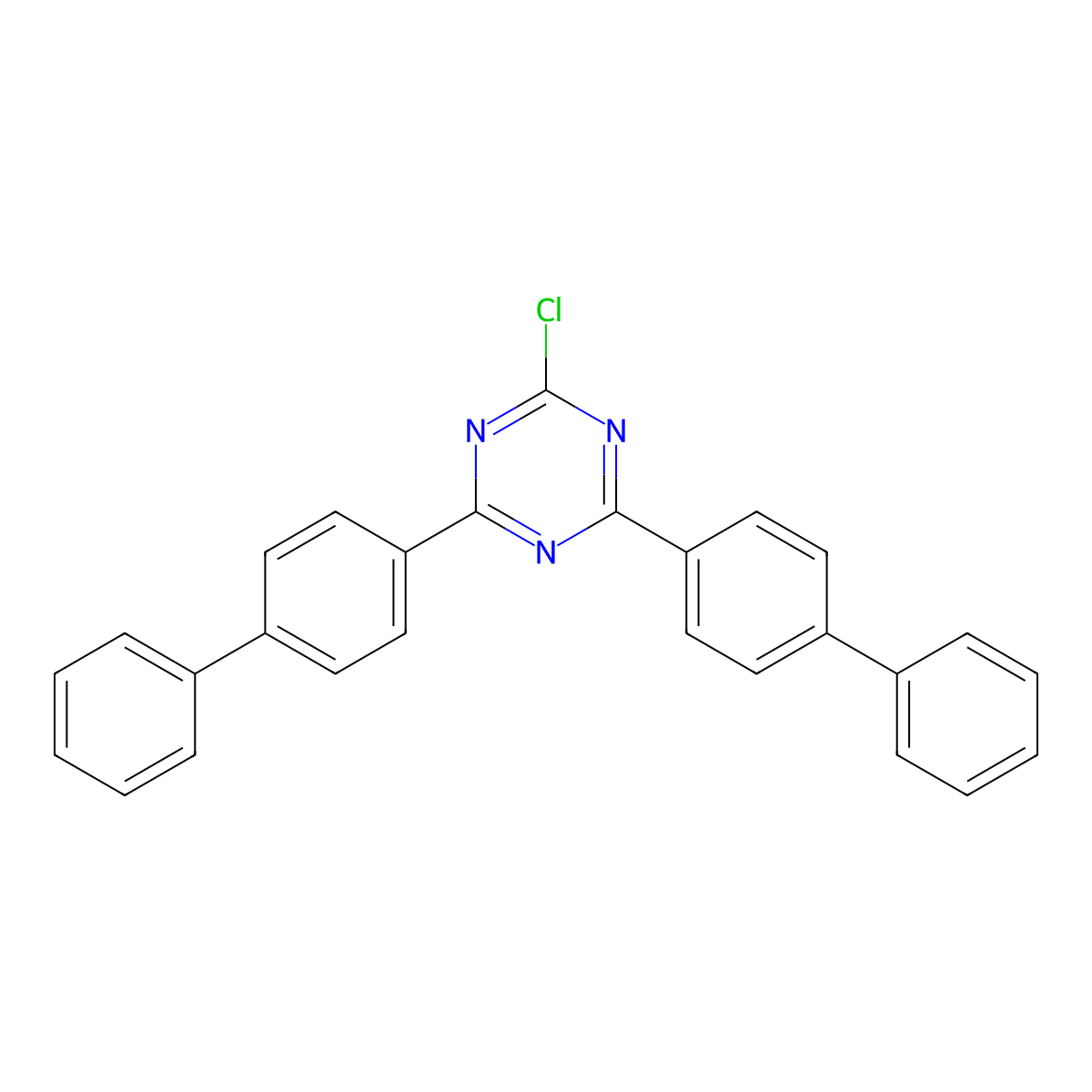 2,4-Bis(4-biphenylyl)-6-chloro-1,3,5-triazine molecular structure, CAS 182918-13-4