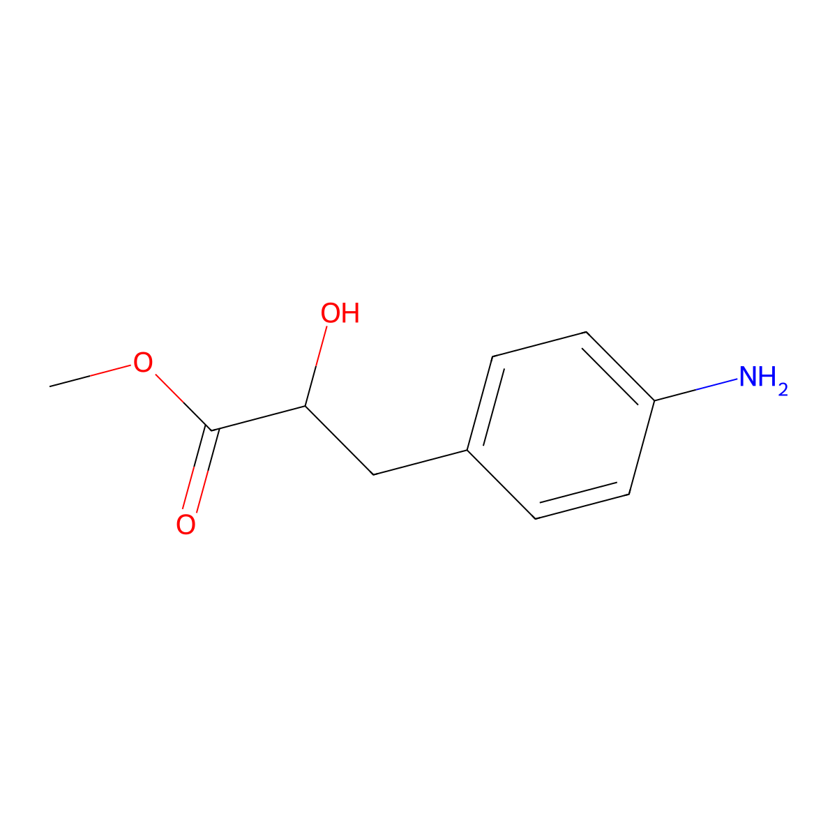 Methyl 3-(4-aminophenyl)-2-hydroxypropanoate molecular structure, CAS 182918-84-9