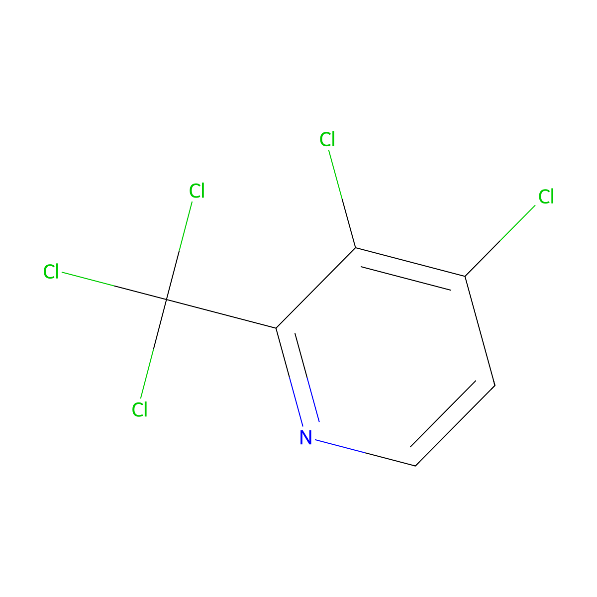 3,4-Dichloro-2-(trichloromethyl)pyridine molecular structure, CAS 18292-74-5