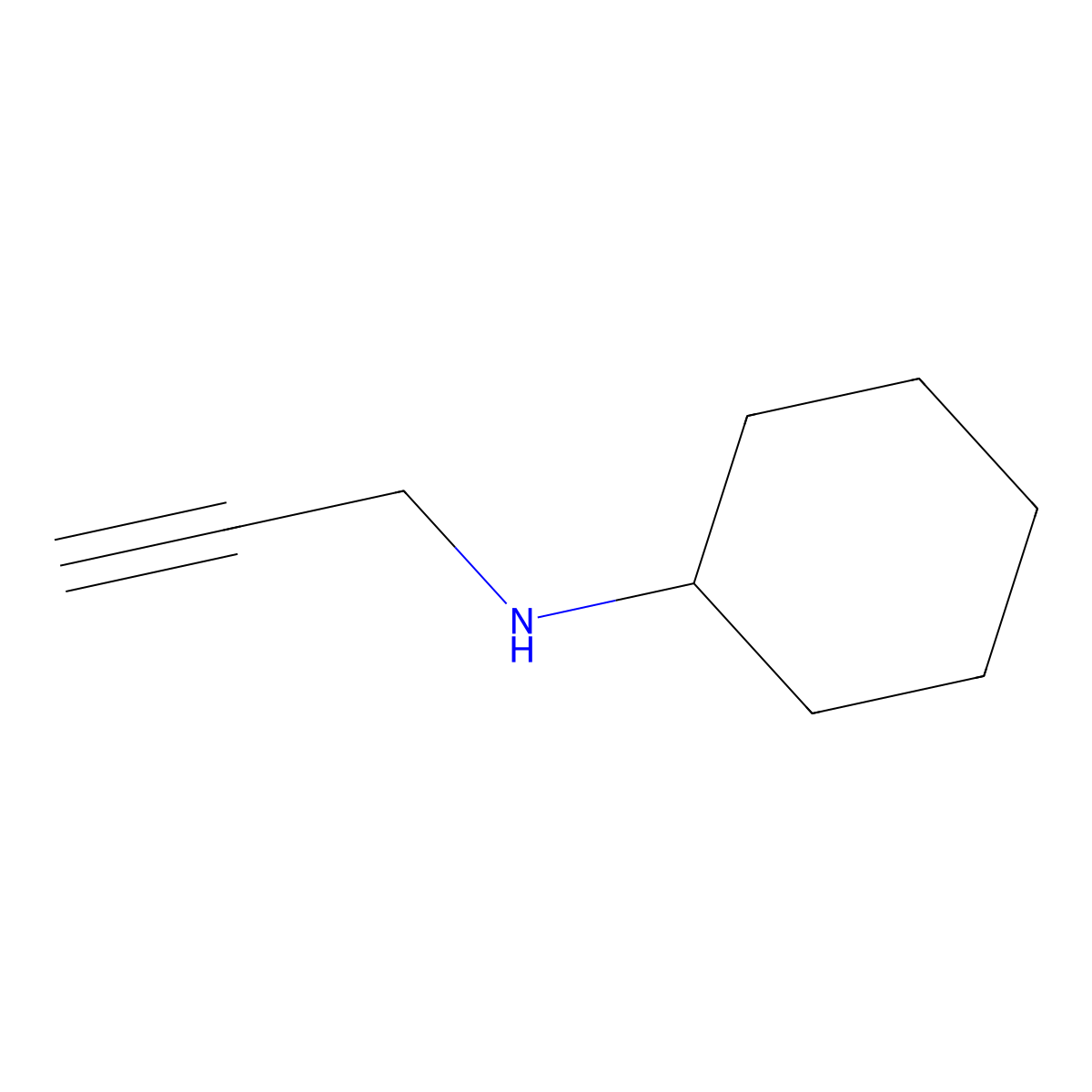 N-(prop-2-yn-1-yl)cyclohexanamine molecular structure, CAS 18292-76-7