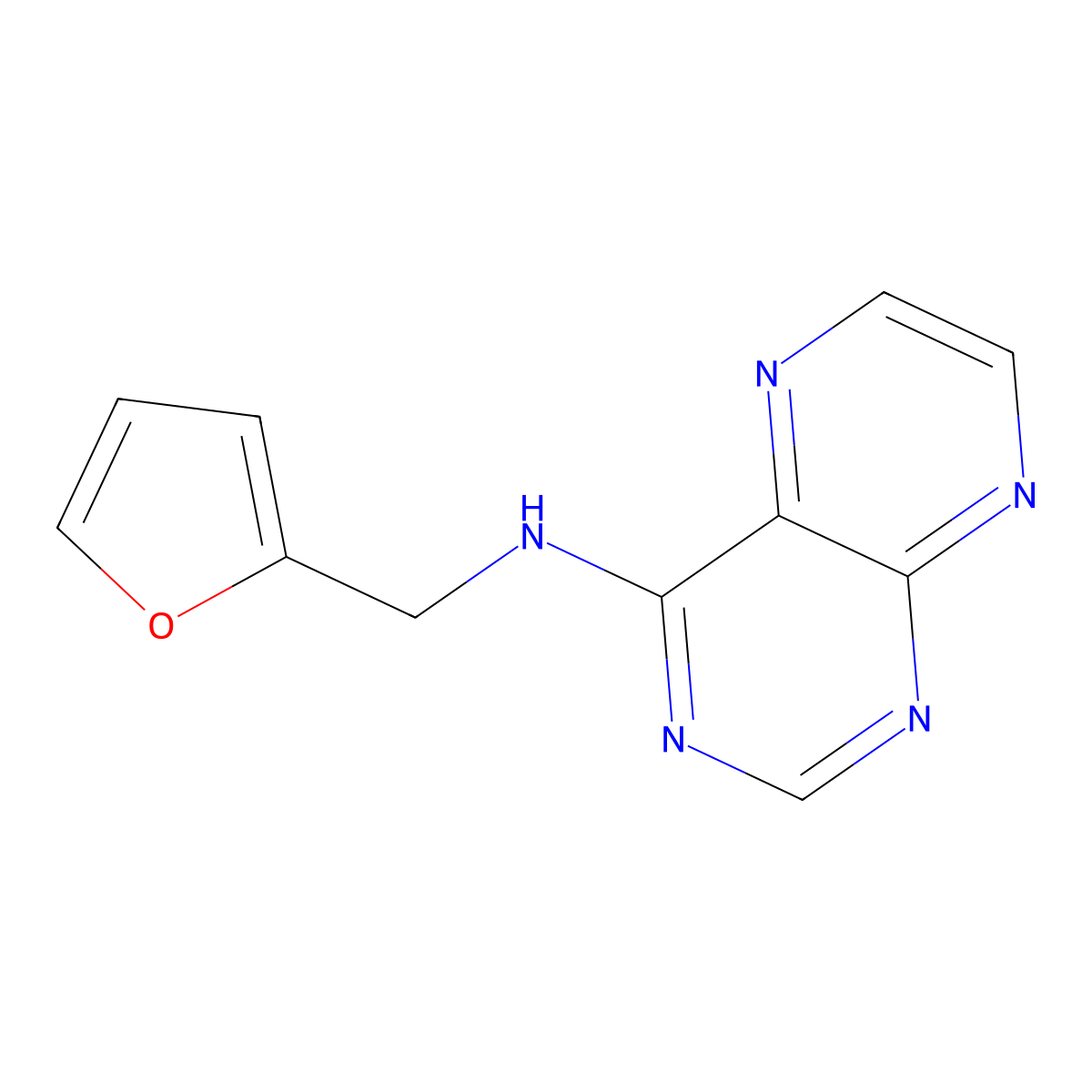 N-(furan-2-ylmethyl)pteridin-4-amine molecular structure, CAS 18292-94-9