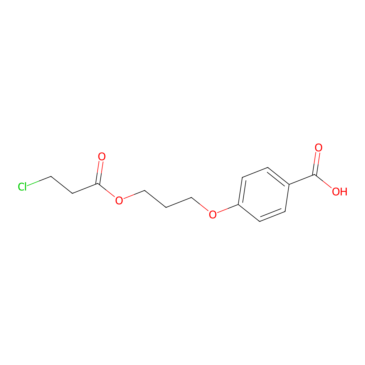 4-(3-((3-Chloropropanoyl)oxy)propoxy)benzoic acid molecular structure, CAS 182922-16-3