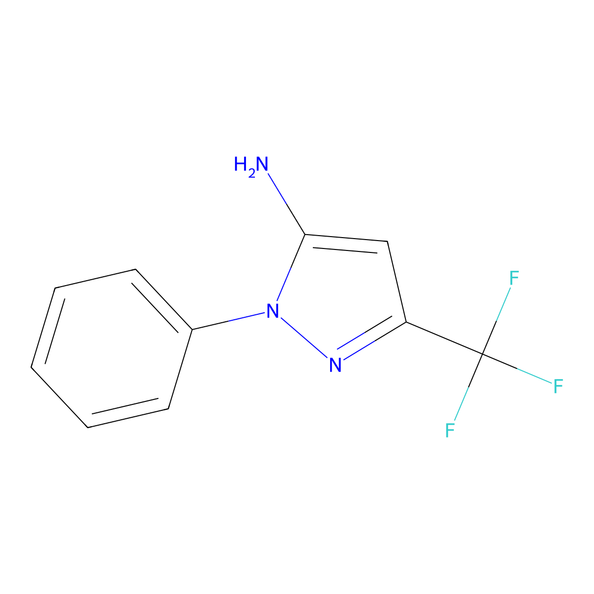1-phenyl-3-(trifluoromethyl)-1H-pyrazol-5-amine molecular structure, CAS 182923-55-3