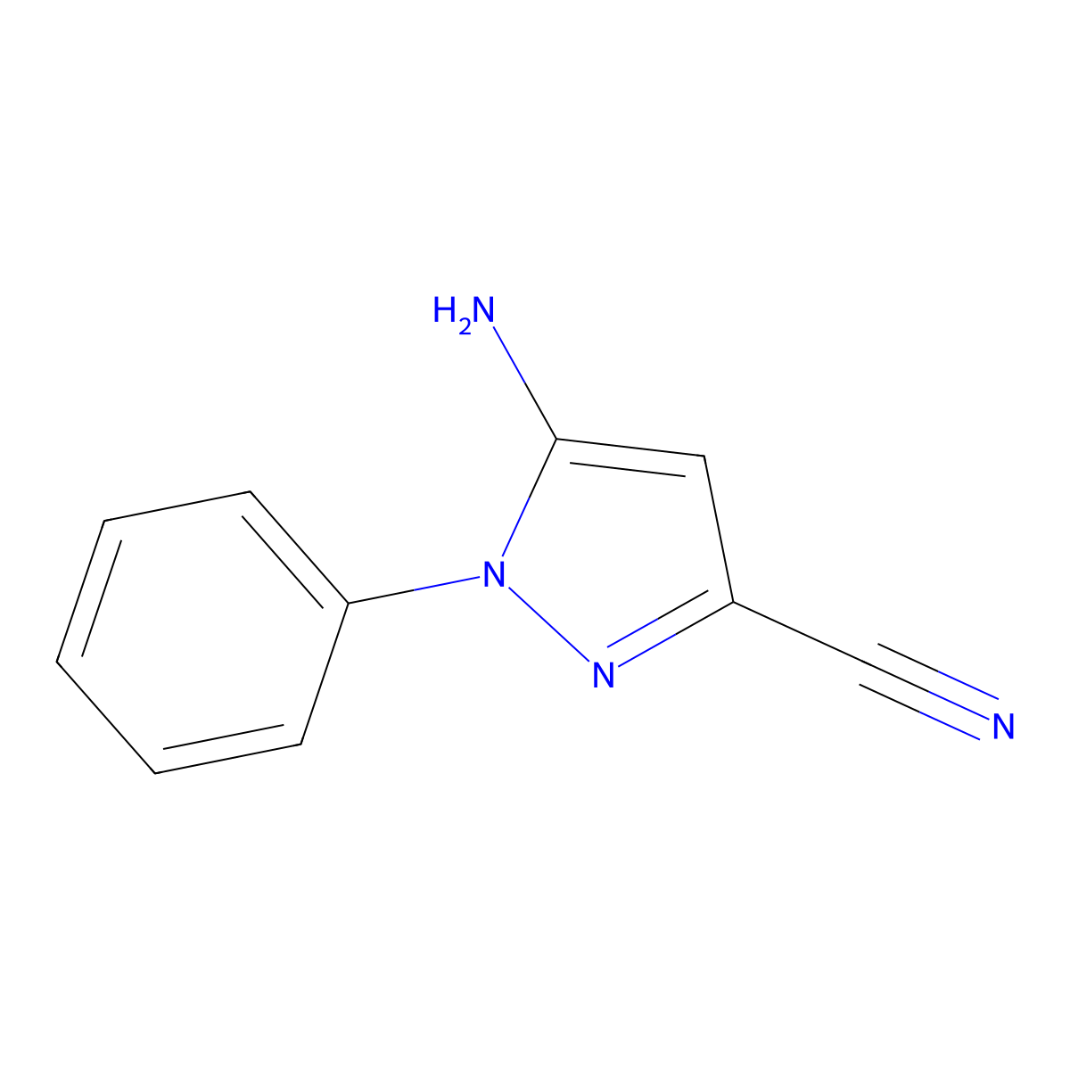 5-amino-1-phenyl-1H-pyrazole-3-carbonitrile molecular structure, CAS 182923-91-7