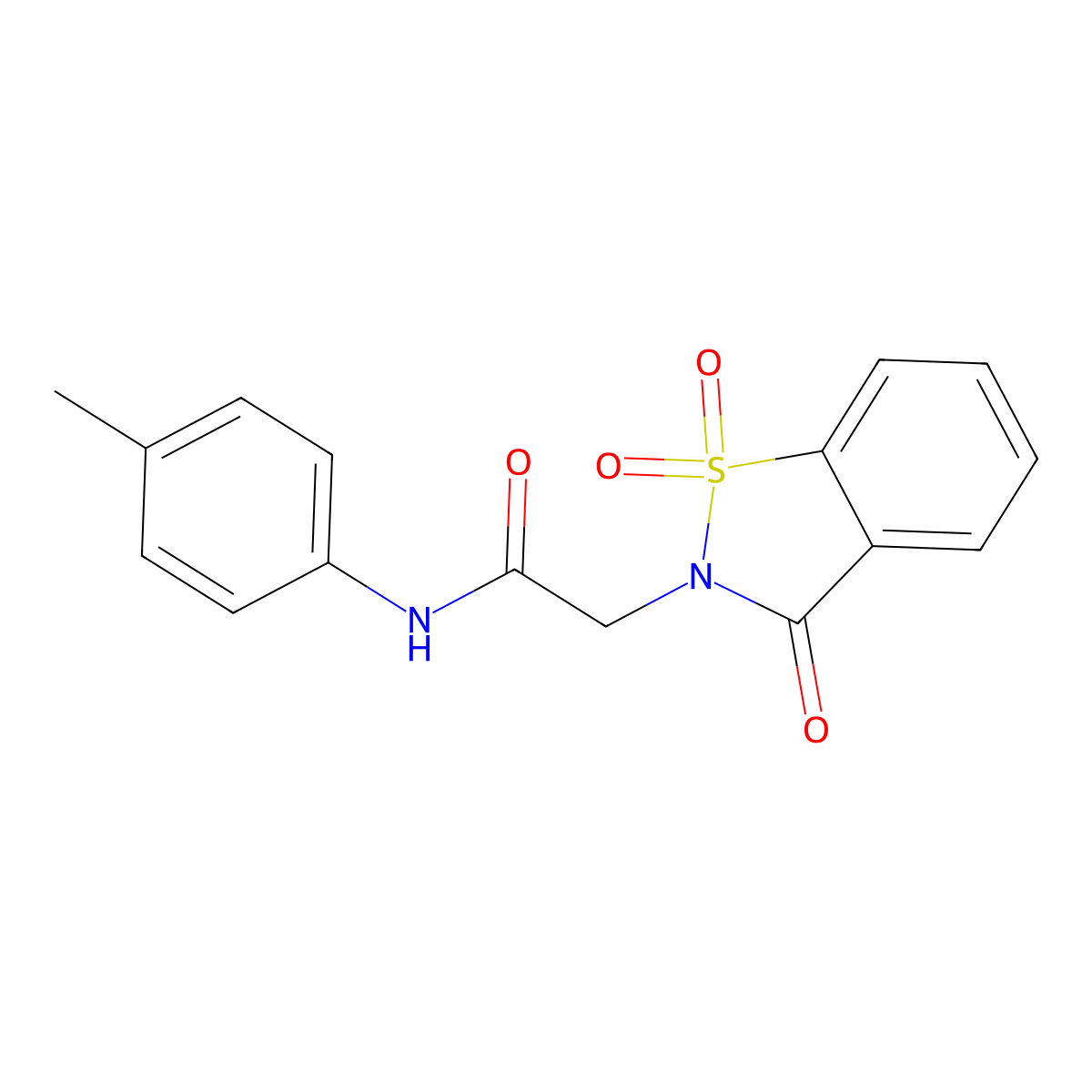 2-(1,1-dioxido-3-oxo-1,2-benzothiazol-2(3H)-yl)-N-(4-methylphenyl)acetamide molecular structure, CAS 182925-85-5
