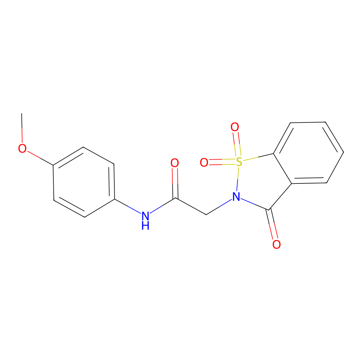 2-(1,1-dioxido-3-oxo-1,2-benzisothiazol-2(3H)-yl)-N-(4-methoxyphenyl)acetamide molecular structure, CAS 182925-86-6