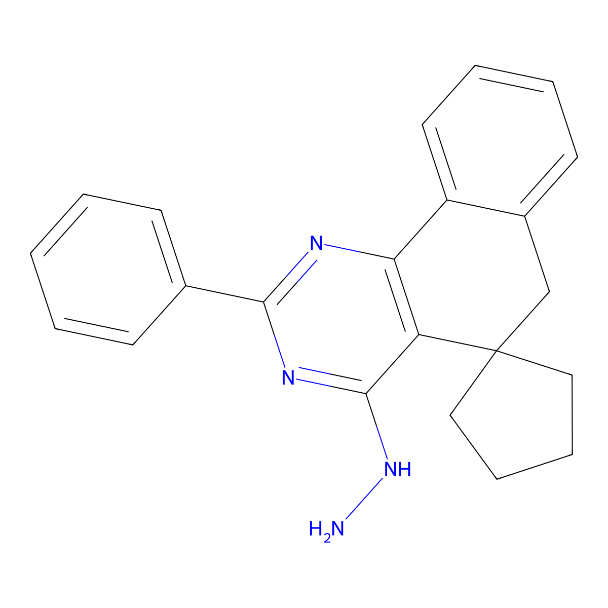 (2-phenylspiro[6H-benzo[h]quinazoline-5,1'-cyclopentane]-4-yl)hydrazine molecular structure, CAS 182926-08-5